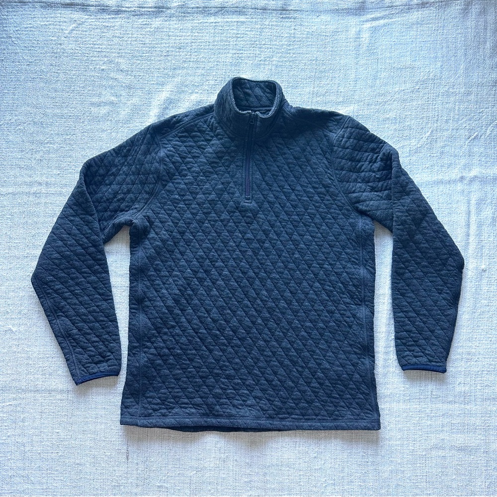 J. Crew Men's Quilted quarter Zip-Up Sweater in gray pullover